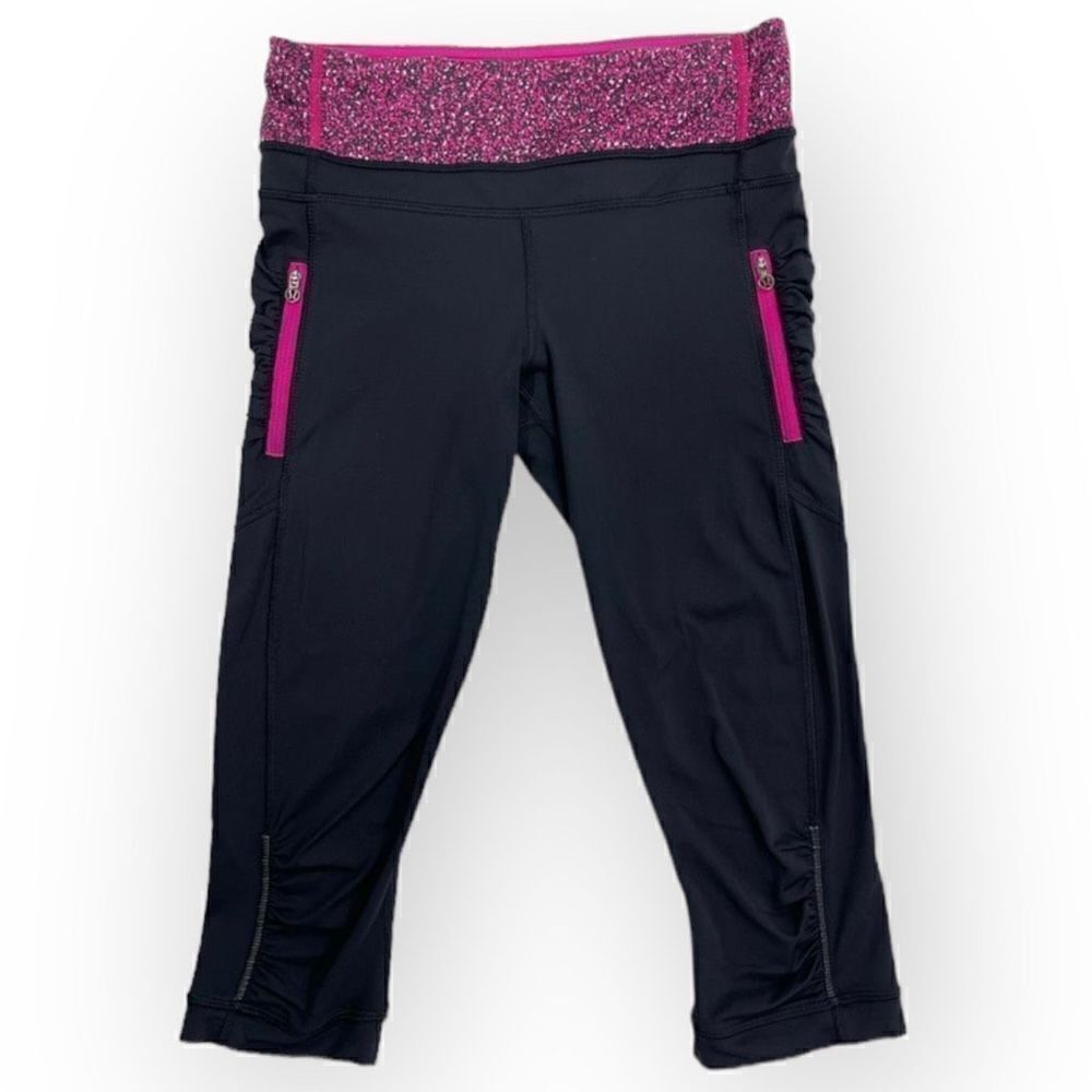 Lululemon Passion Crop III Black Flashback Static Caspian Jeweled Magenta - 4